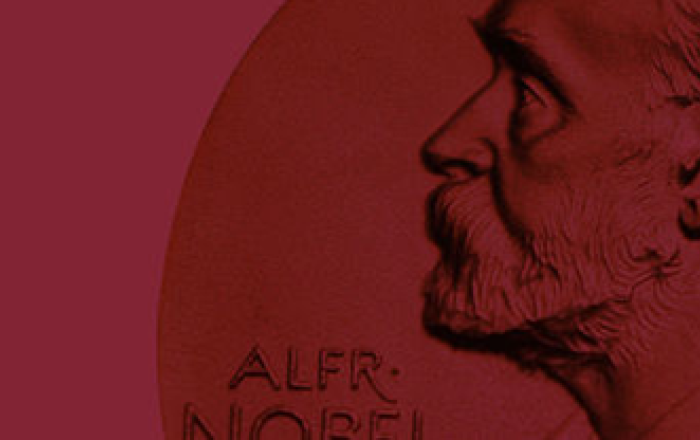 immagine della medaglia del Nobel con l'effige di Alfred Nobel