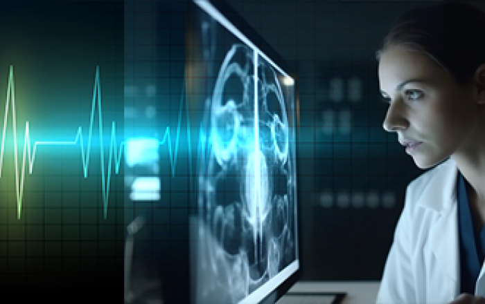 Dottoressa che analizza una lastra radiologica