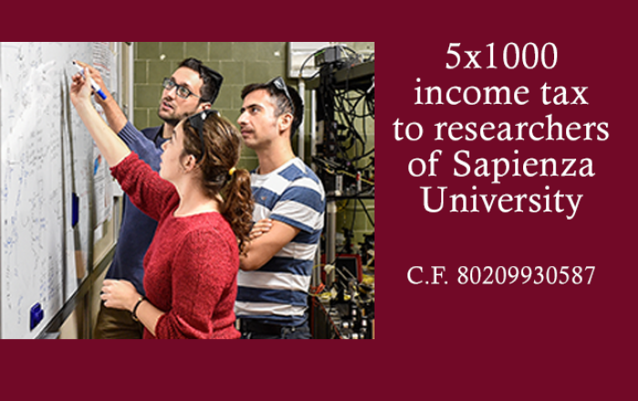 Young researchers with 5xmille inscription
